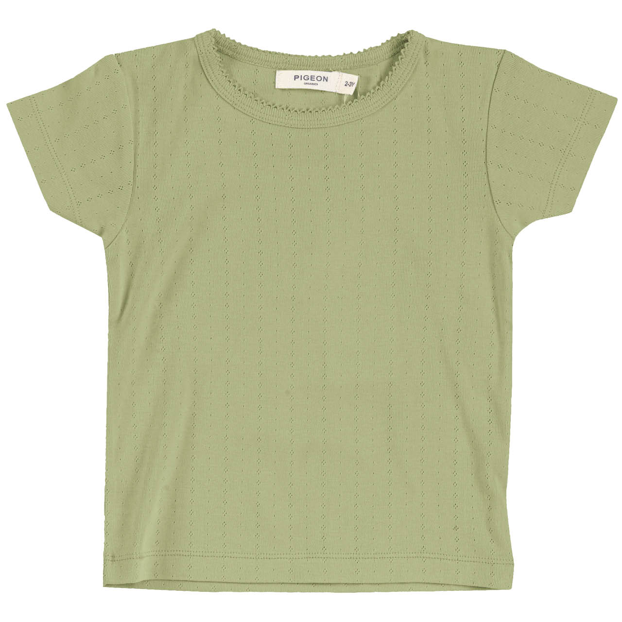 Pointelle Mädchen Shirt kurzarm grün