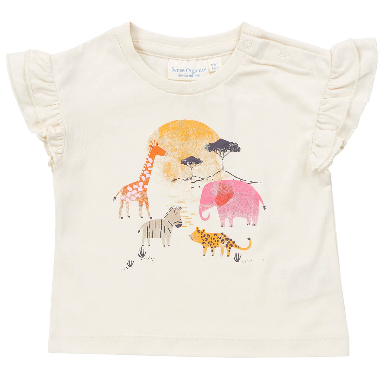 T-Shirt Safari-Motive & Schmetterlingsärmel creme-weiß