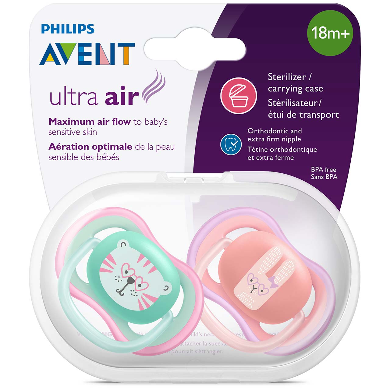 Schnuller ultra air Doppelpack blau rosa ab 18 Monate