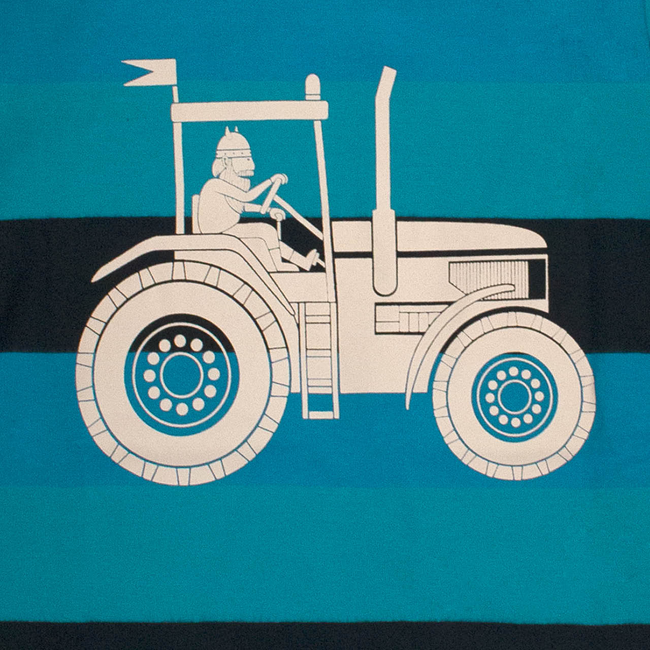 Griffiges T-Shirt Traktor Streifen hellblau
