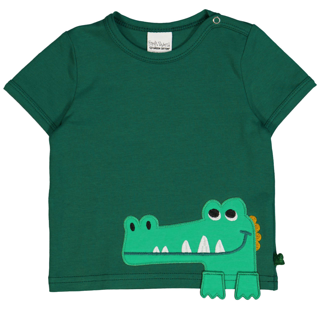 Kurzarm T-Shirt Krokodil Applikation grün