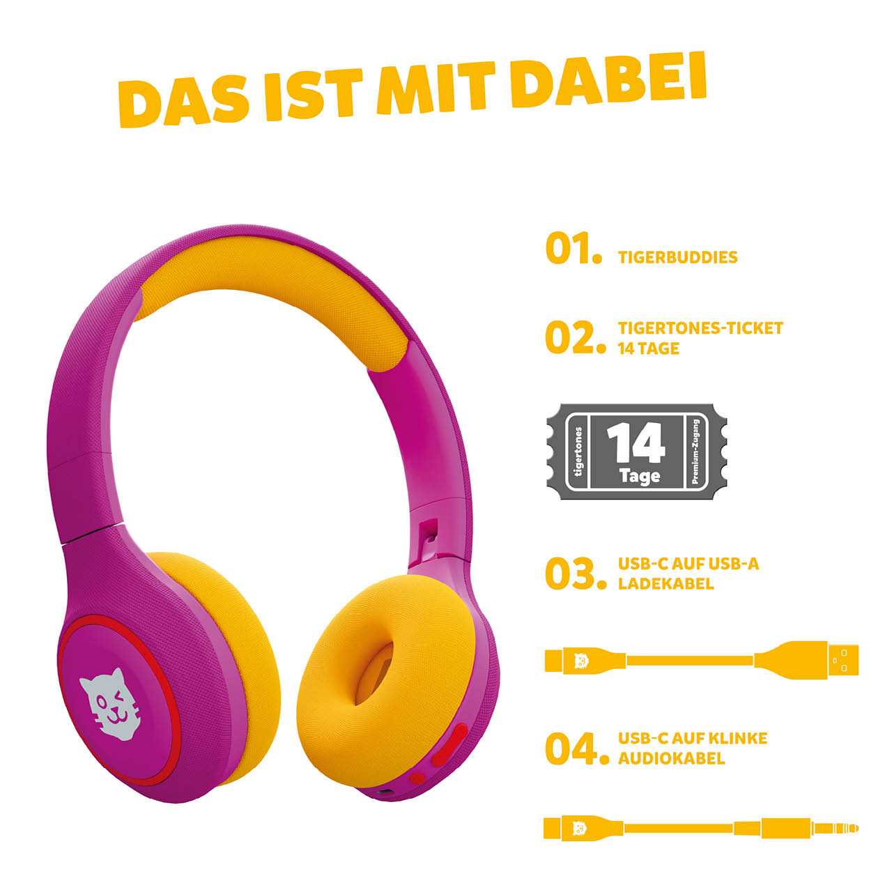 Tigerbuddies Bluetooth-Kopfhörer – Pink