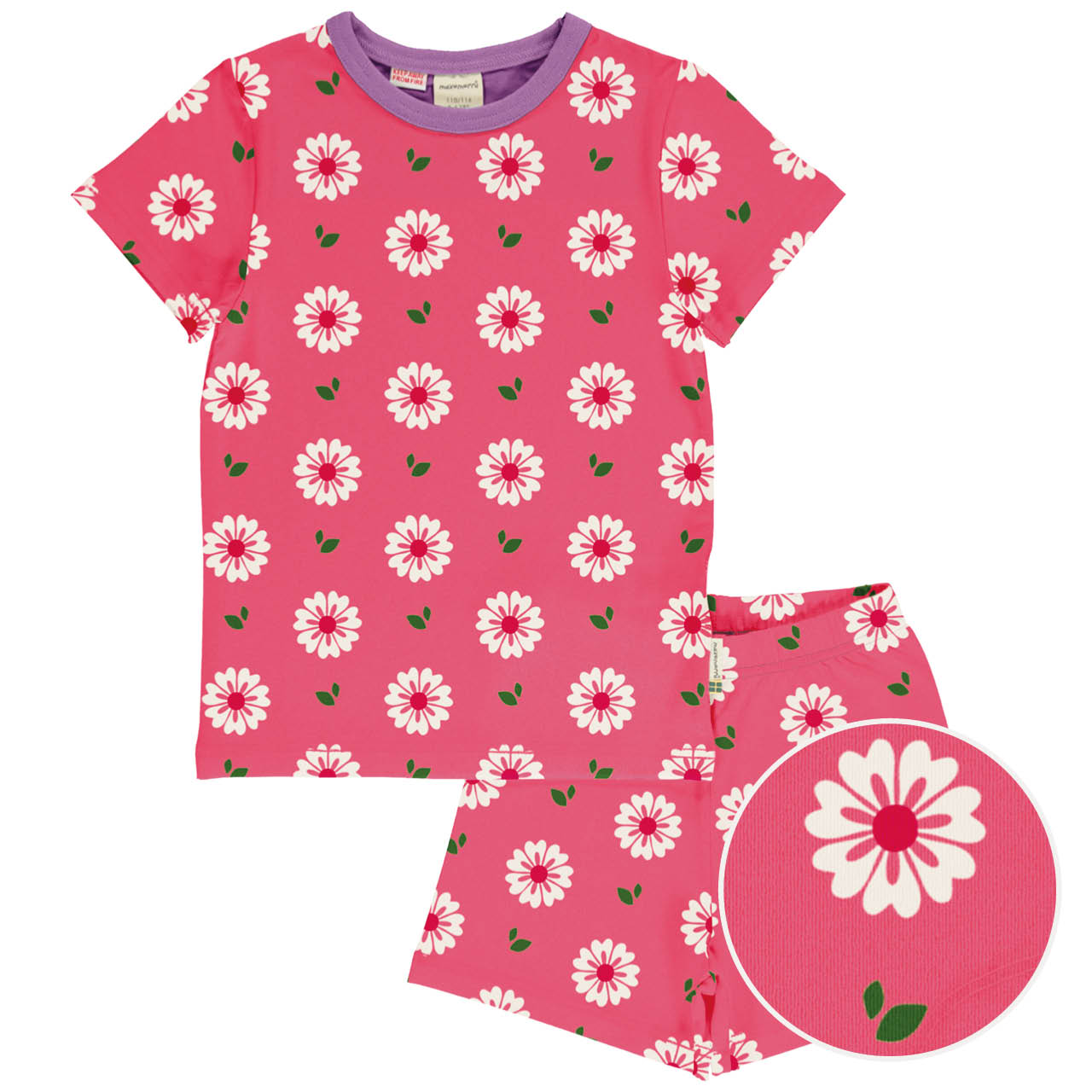 Sommerlicher Schlafanzug Blumen pink