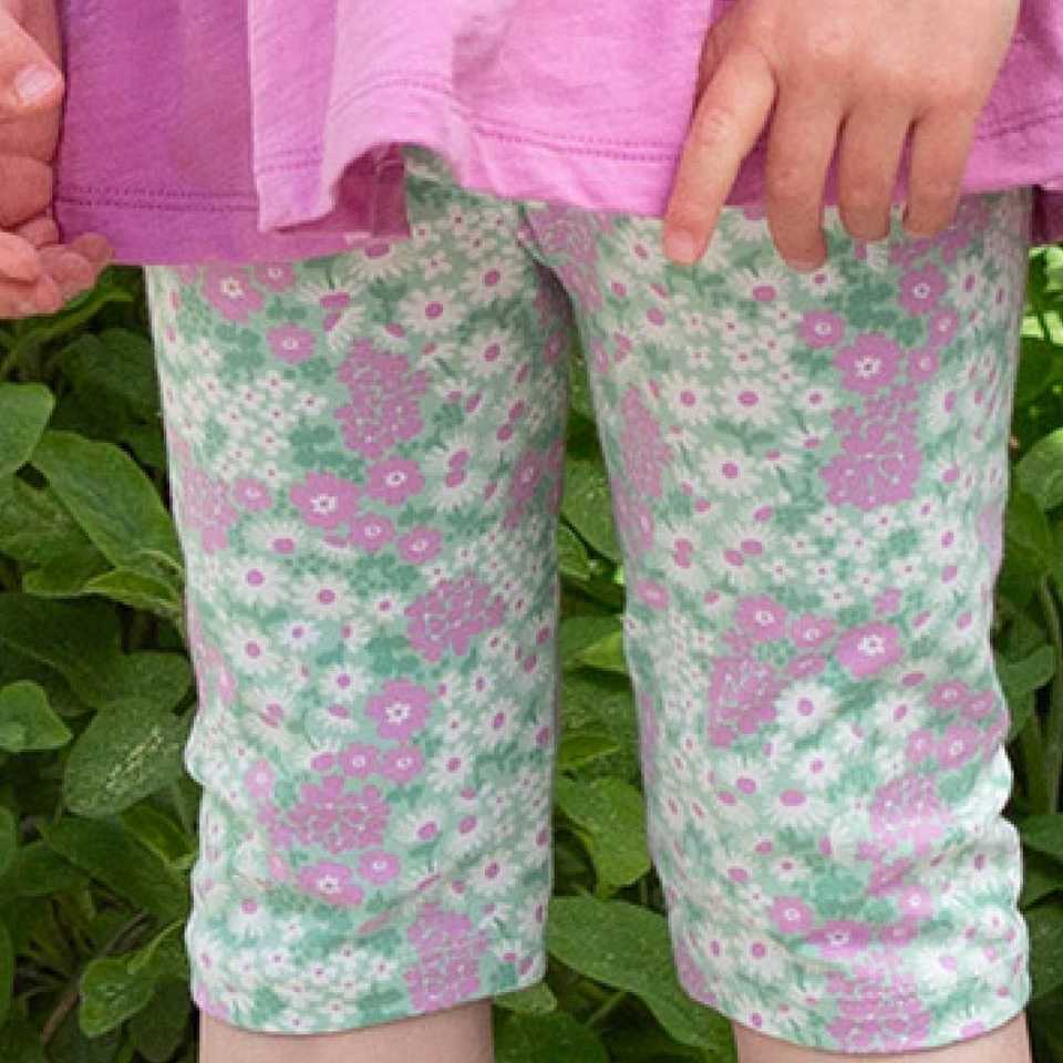 Leggings 3/4 Blumen rosa grün
