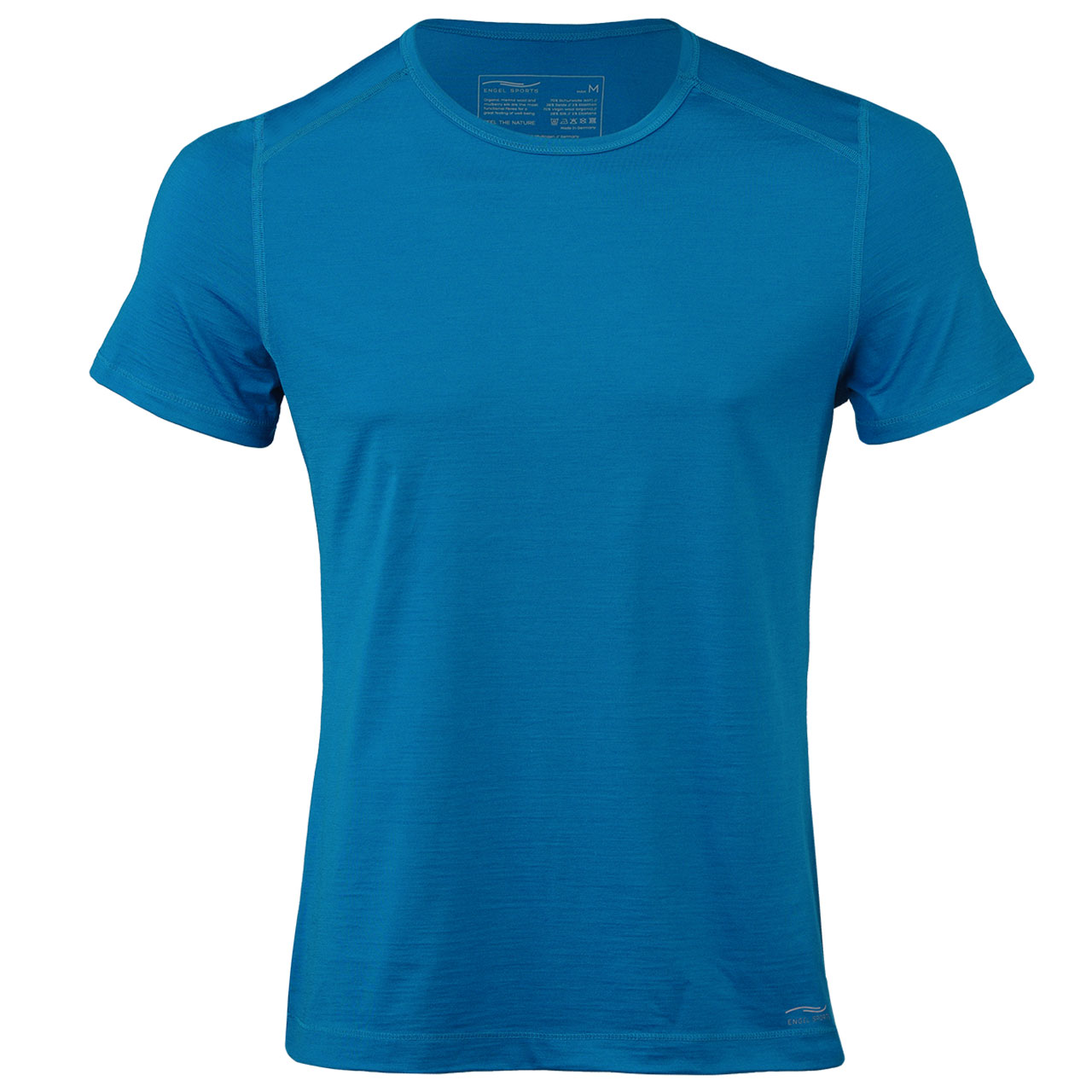 Herren Wolle Seide T-Shirt Regular Fit blau