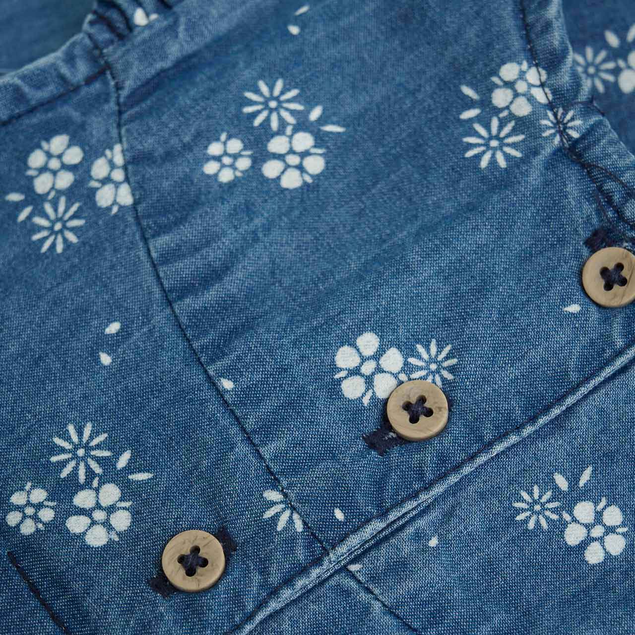 Sommerkleid Chambray Blumen jeansblau