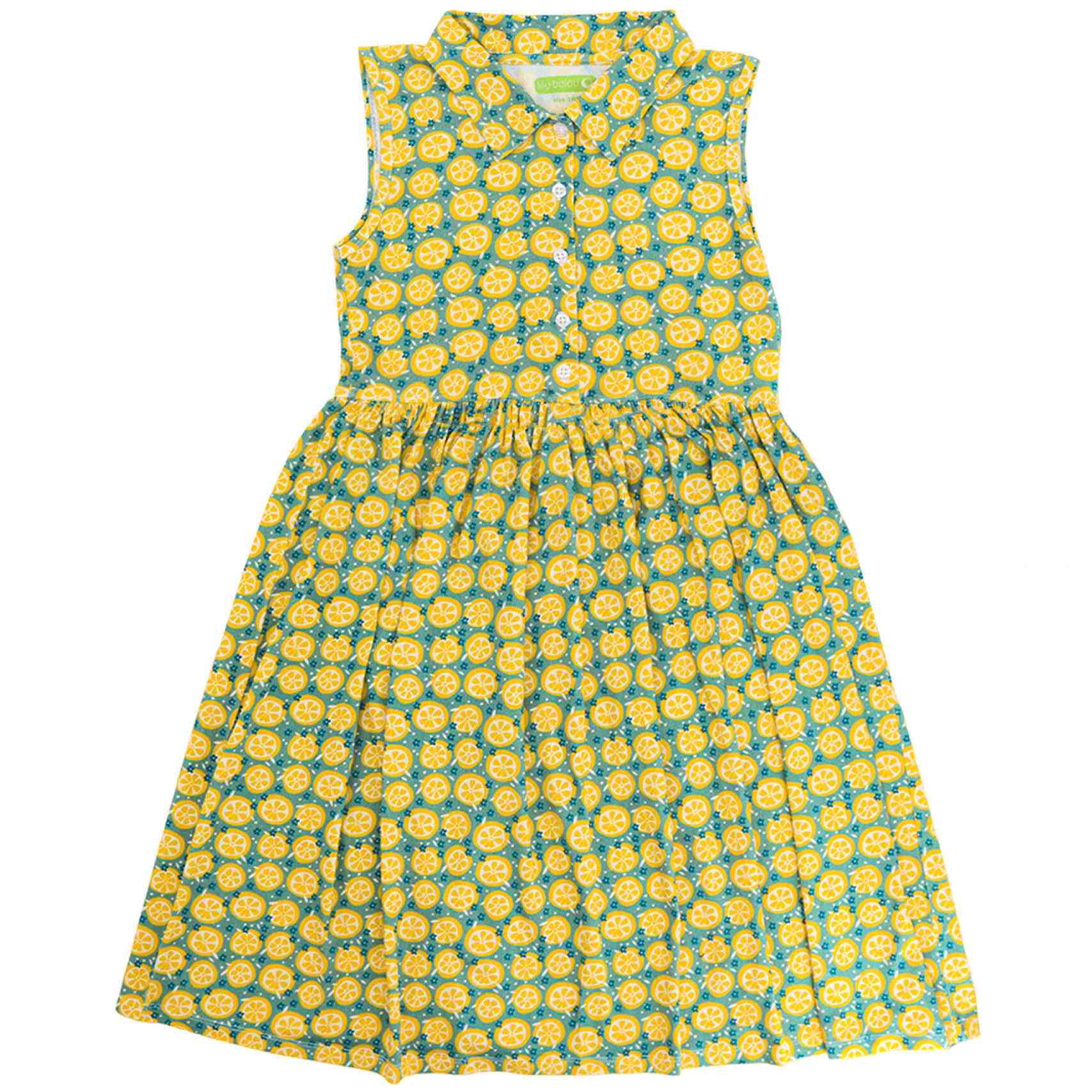 Sommer Kleid Kragen Zitronen gelb