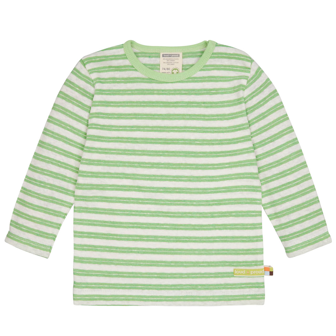 Luftiges Leinen Shirt langarm hellgrün geringelt
