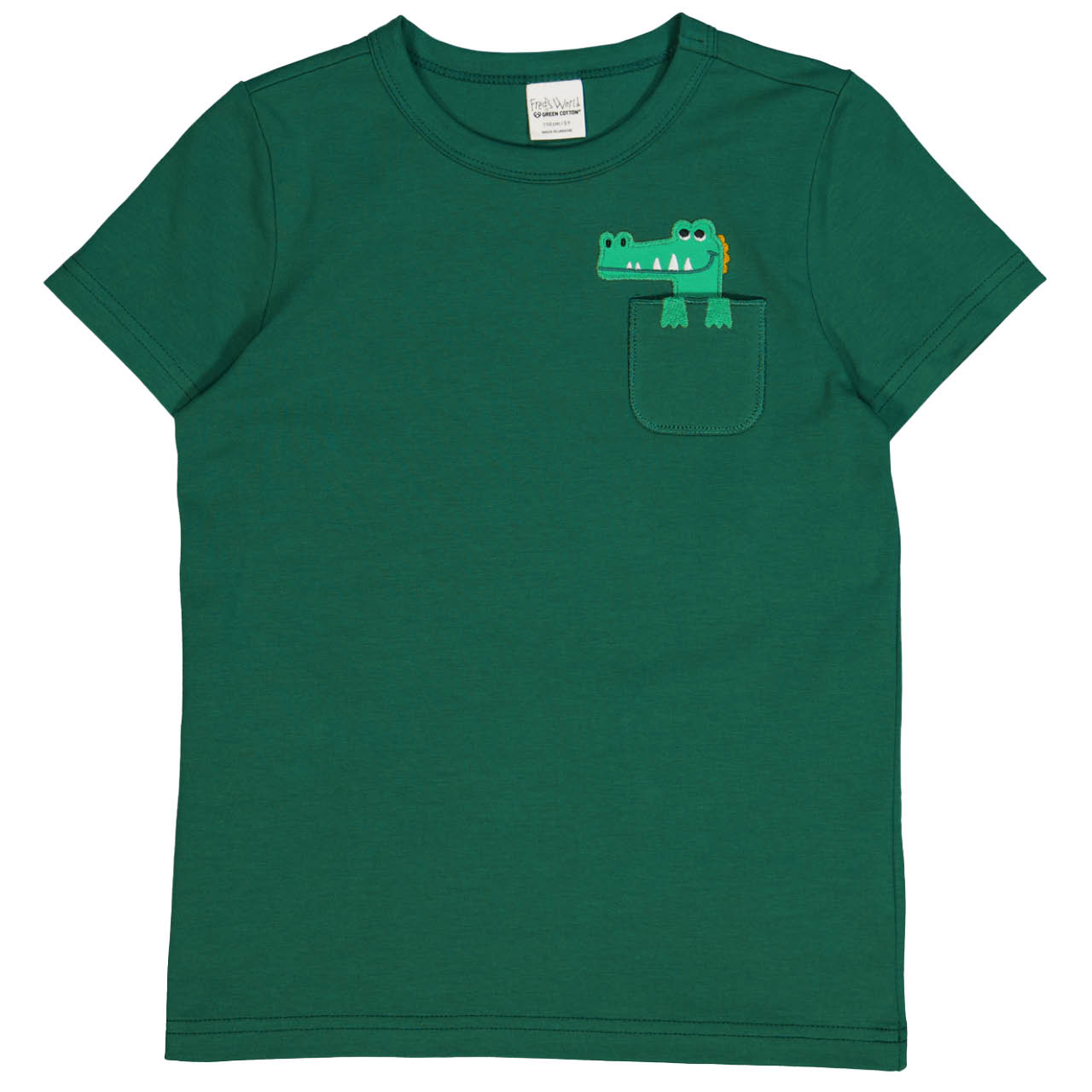 T-Shirt Brusttasche Krokodil grün