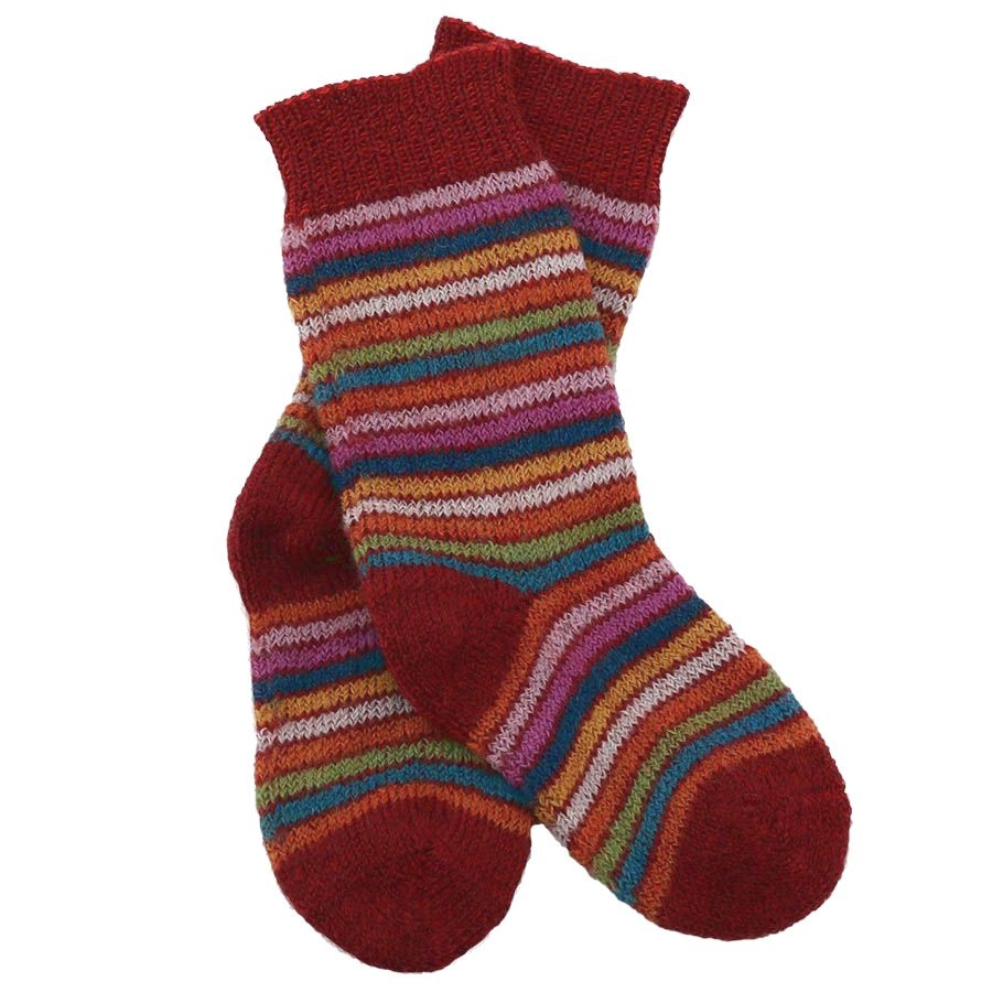 Lange Vollplüsch Socken Wolle warm dick rot