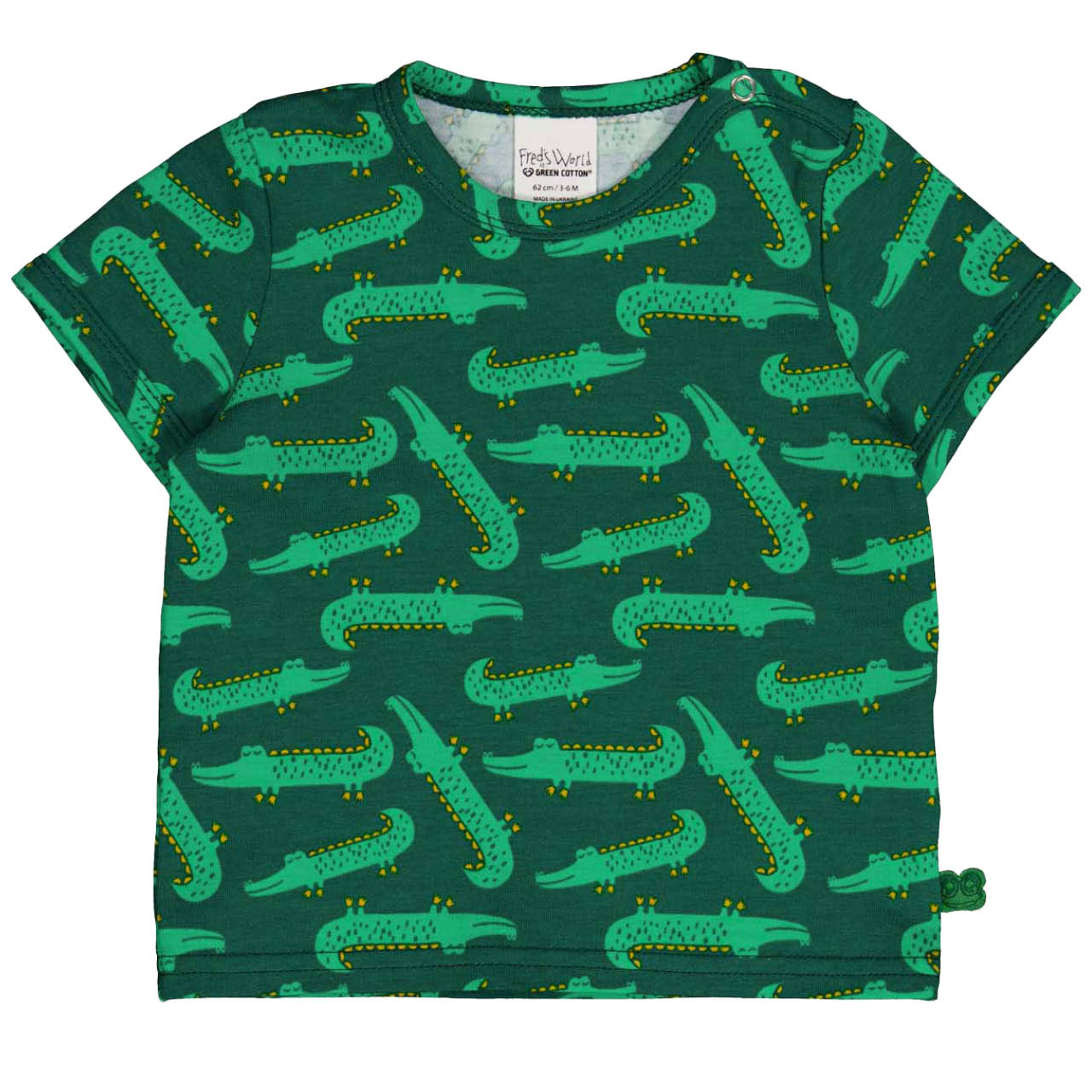 Kurzarm T-Shirt Krokodil Alloverprint grün