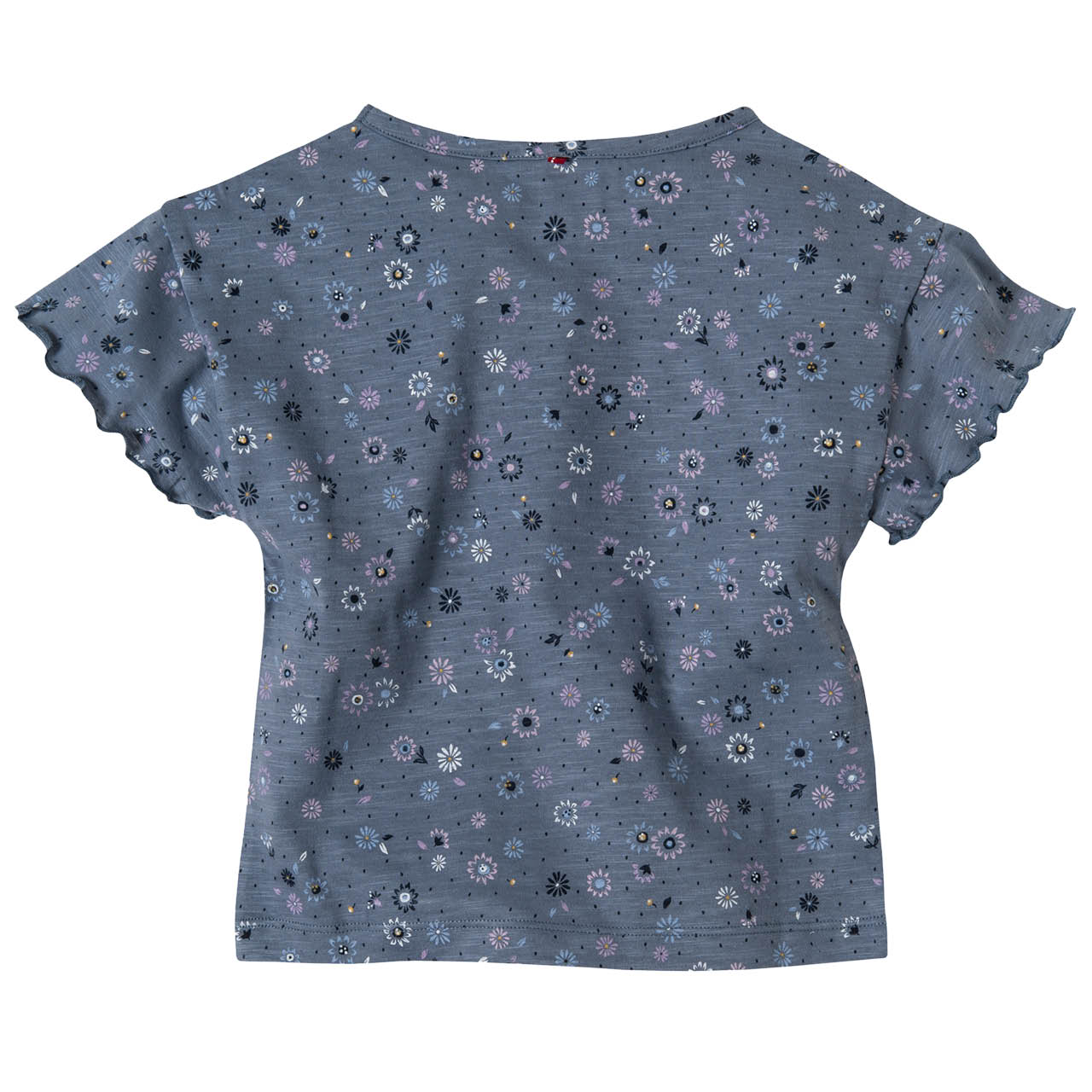 T-Shirt Rüschenärmel Frühlingsblumen ozeanblau