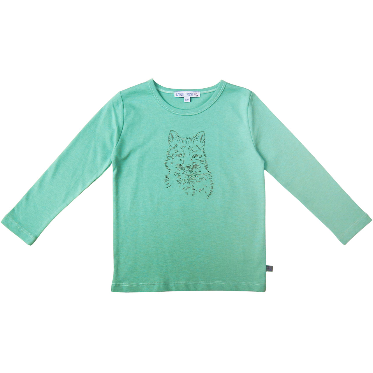 Shirt langarm Stickerei Fuchs mint-grün