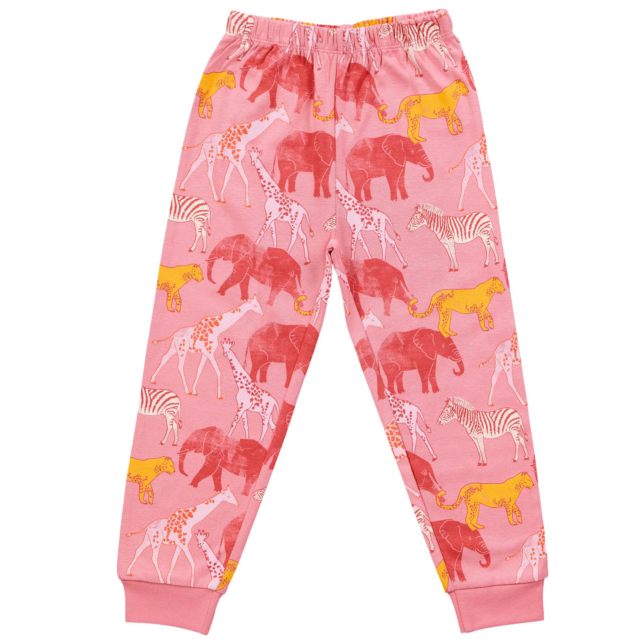 Schlafanzug Arm- und Fussbündchen Safari-Tiere pink