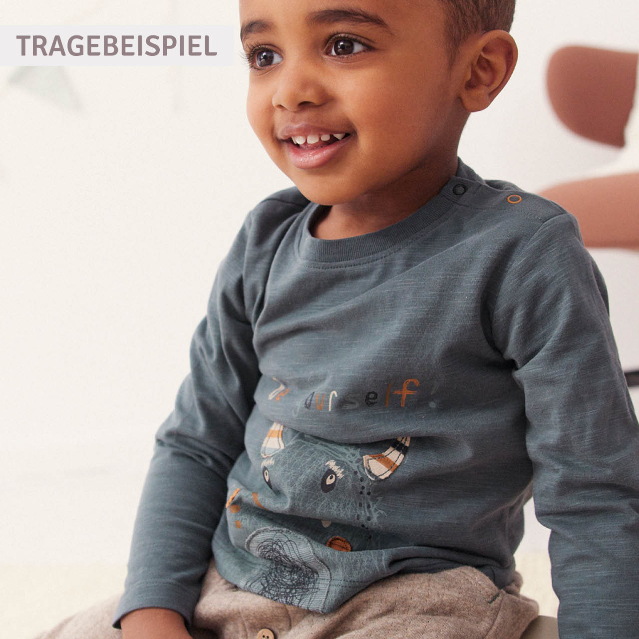 Weiches Langarmshirt Monster taupe