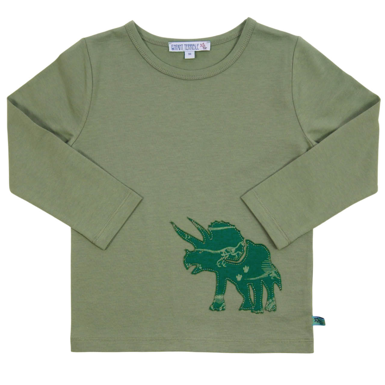 Shirt langarm Dino Aufnäher pistazien-grün