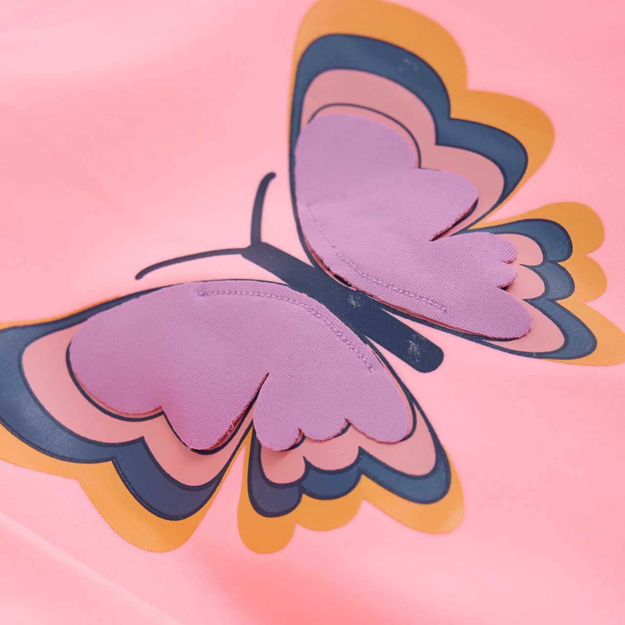 Badeshirt rosa Schmetterling - langarm