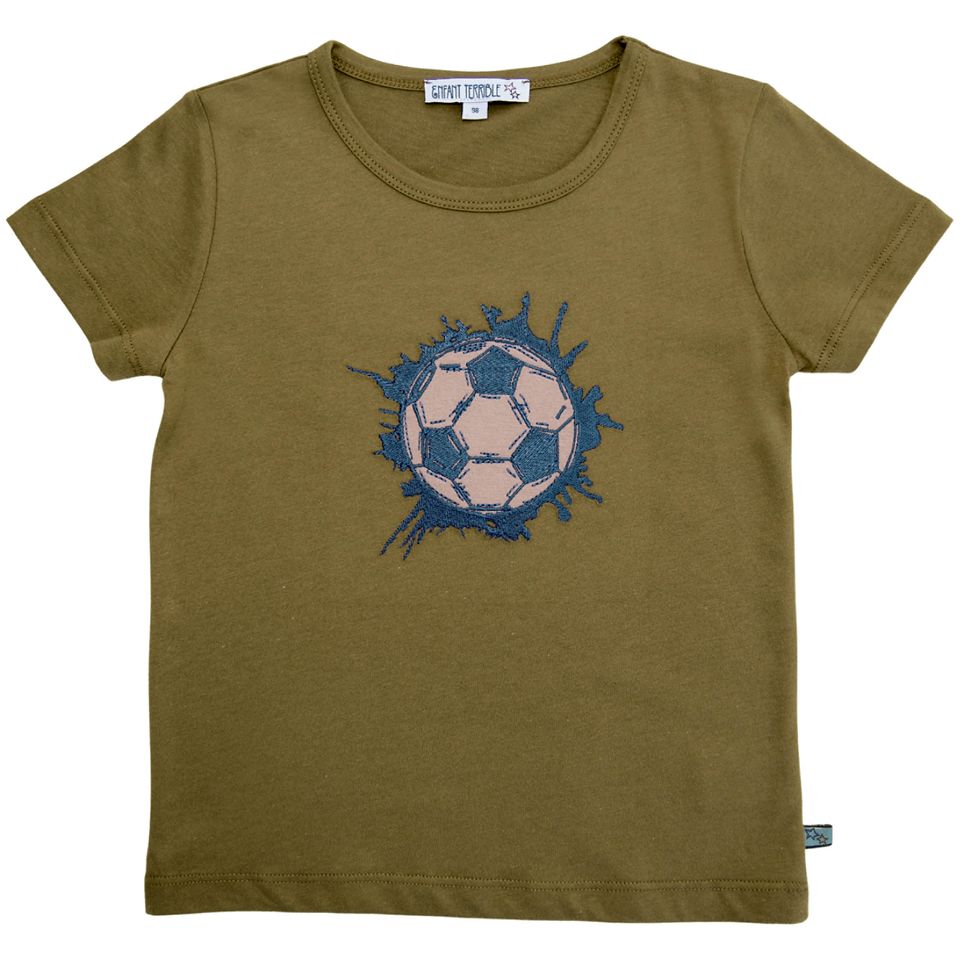 Fußball Shirt kurzarm oliv-grün Aufnäher