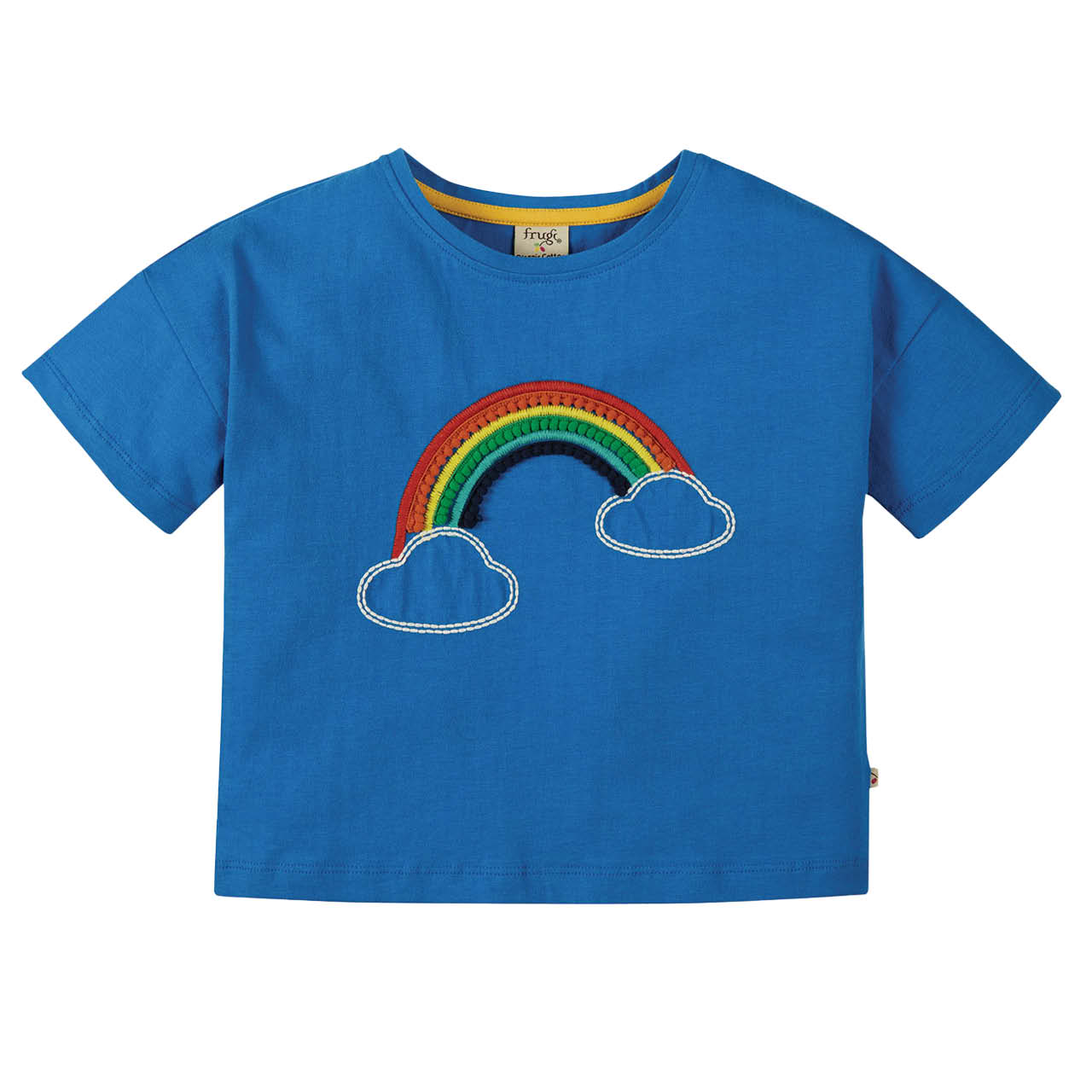 Regenbogen Stickerei T-Shirt blau