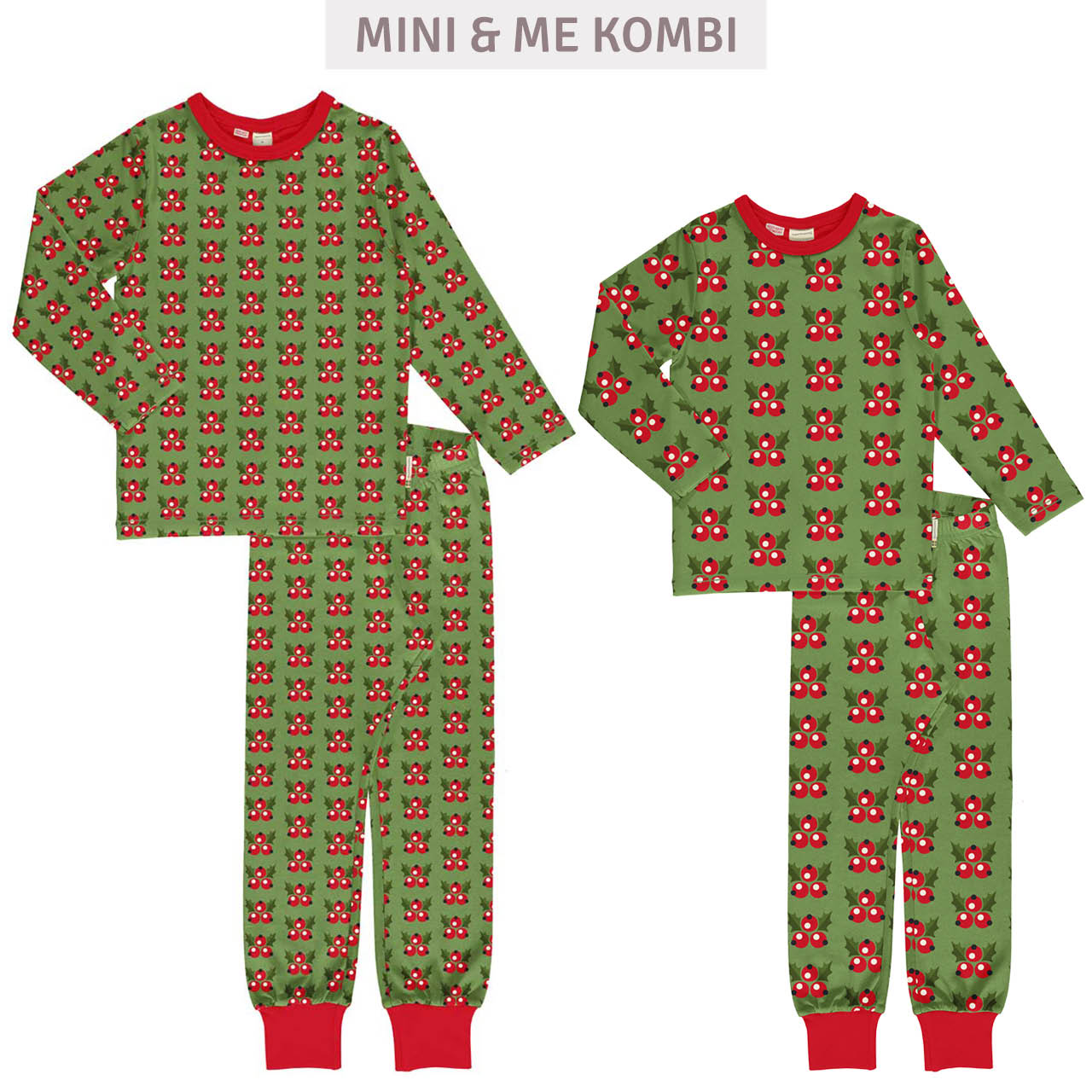 Erwachsenen Schlafanzug langarm weihnachtlich grün