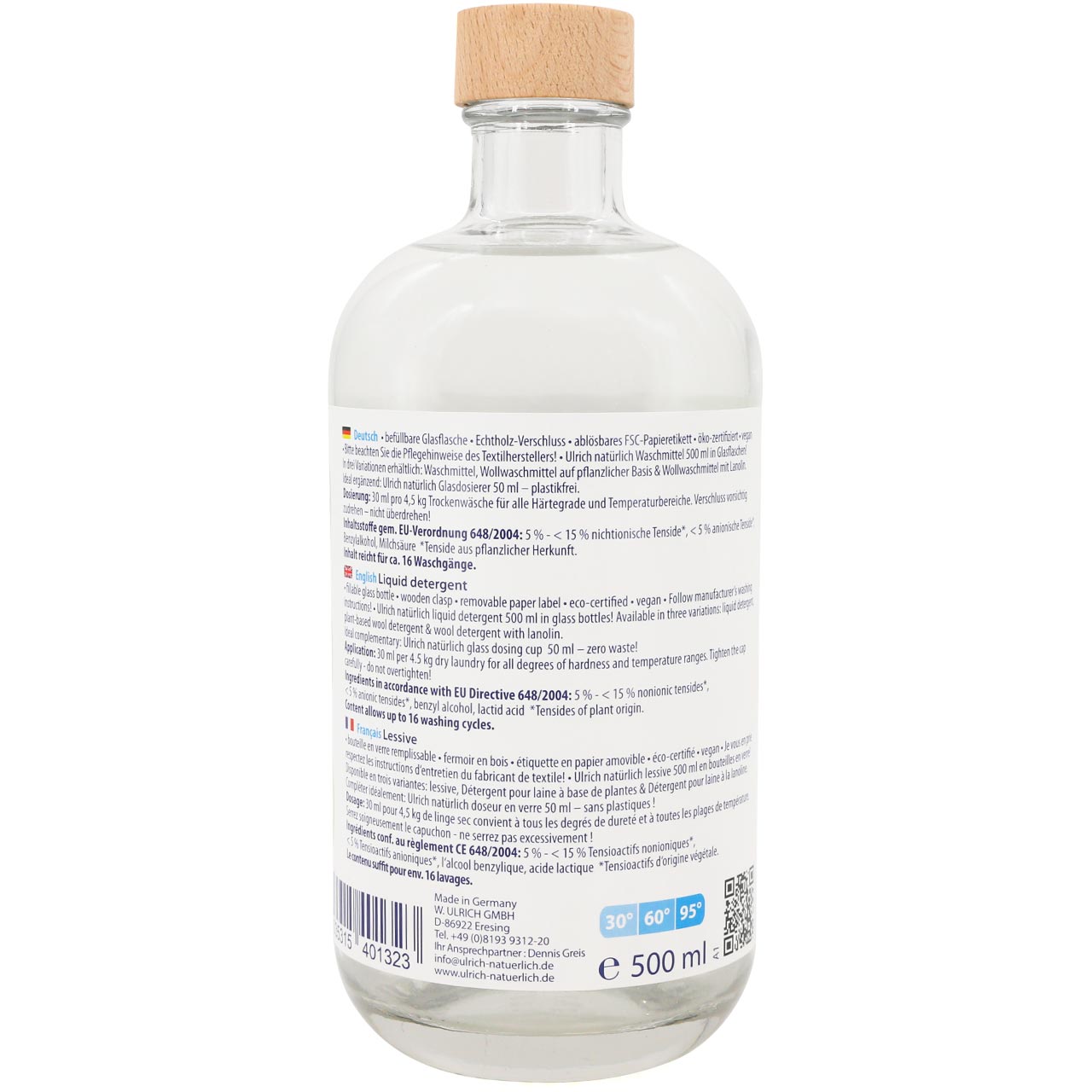 Waschmittel in wiederverwendbarer Glasflasche – 500 ml