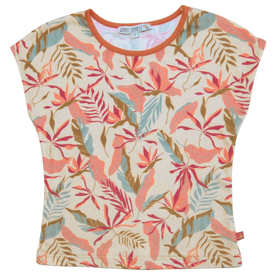 Sommer Shirt tropischer Alloverdruck rosa