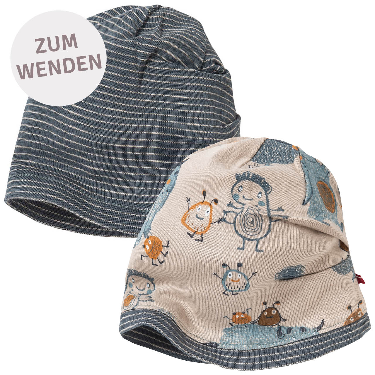 Wende Beanie Monster taupe