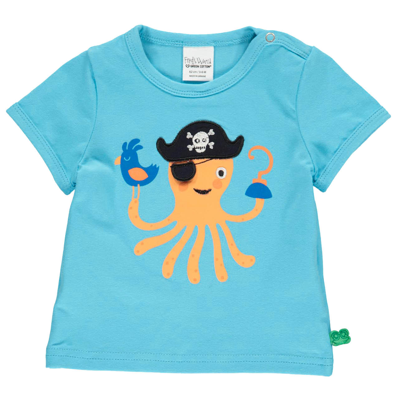 Kurzarm T-Shirt Oktopus hellblau