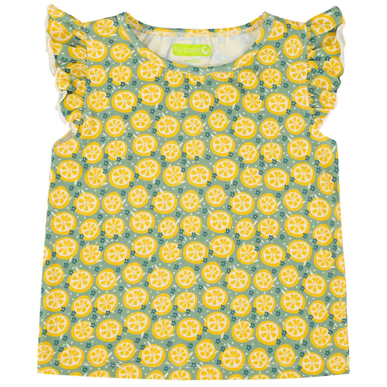 Elastisches Shirt leicht Schmetterlingsärmel Zitronen