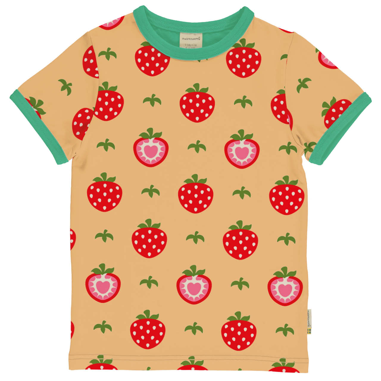 Sommerliches Kurzarmshirt Erdbeeren beige