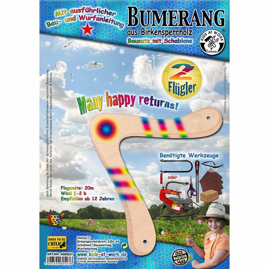 Holz Bumerang Bauset – 2 Flügler ab 12 Jahre