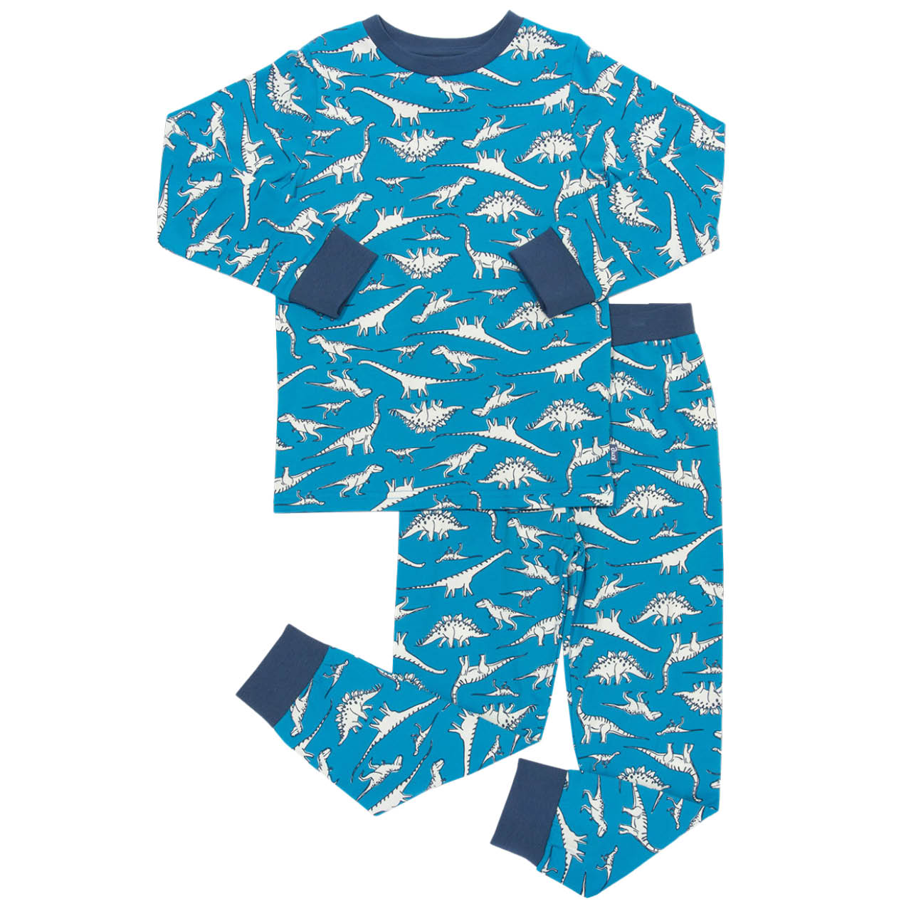 Bündchen Schlafanzug Dinos hellblau