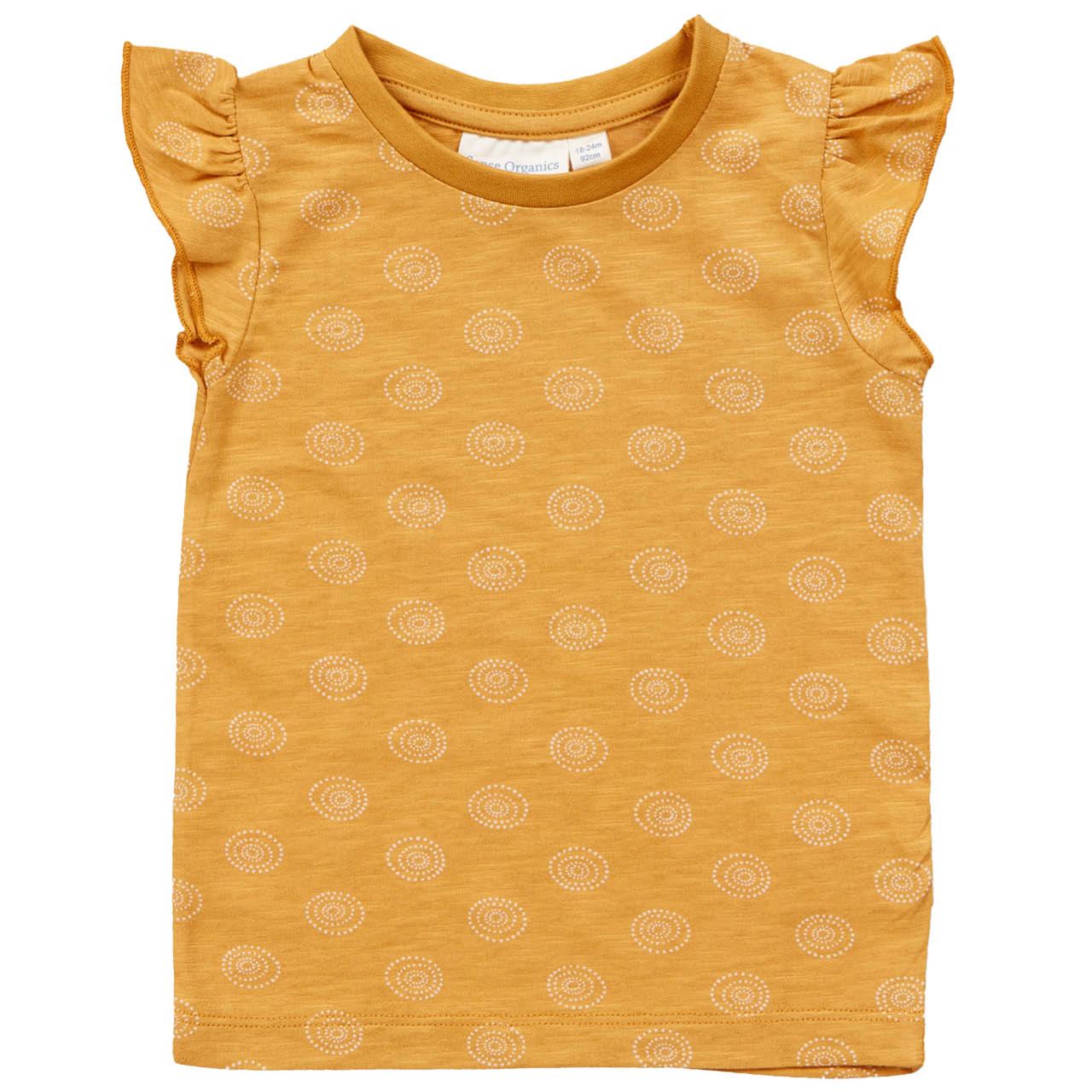 T-Shirt Kreis-Motive & Schmetterlingsärmel senf-gelb