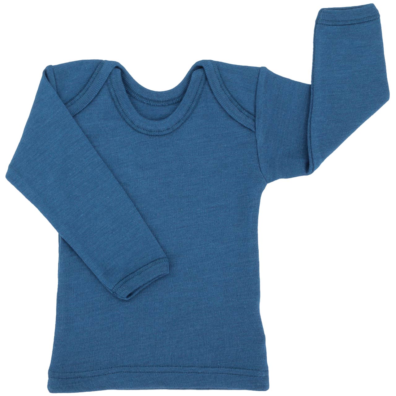 Wolle Seide Langarmshirt für Babys, dunkelblau