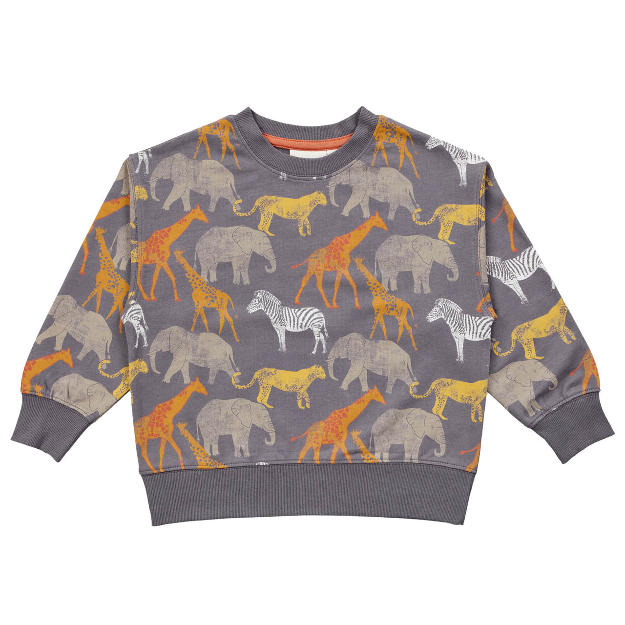 Leichter Sweater Safari-Tiere anthrazit