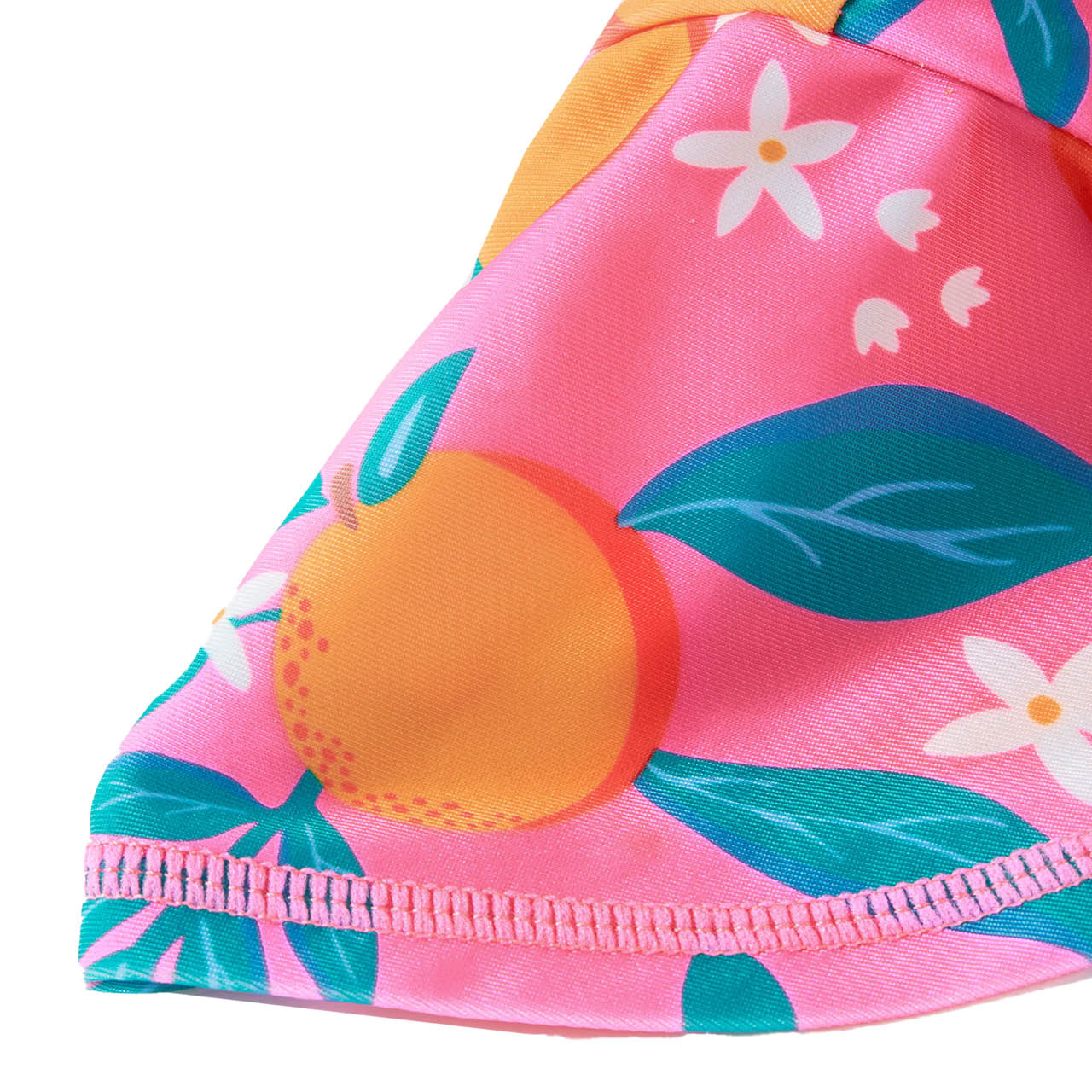 Bademütze Nackenschutz Orangen-Motive pink