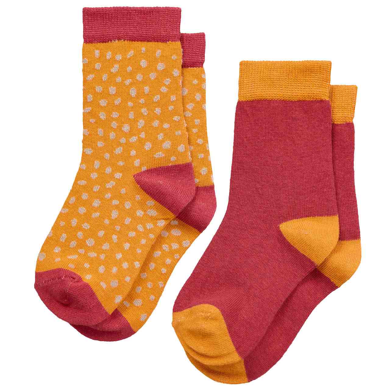 Kinder Socken 2er Pack Punkte gelb