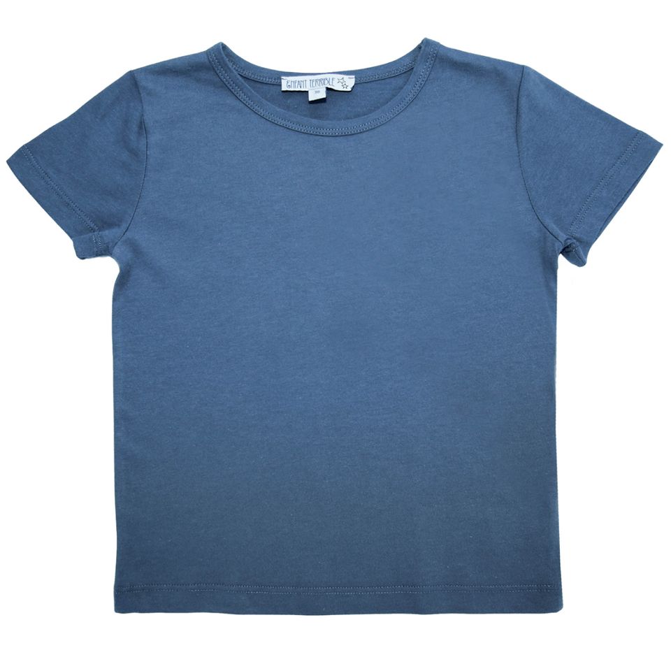 Blaues Shirt kurzarm uni Basic