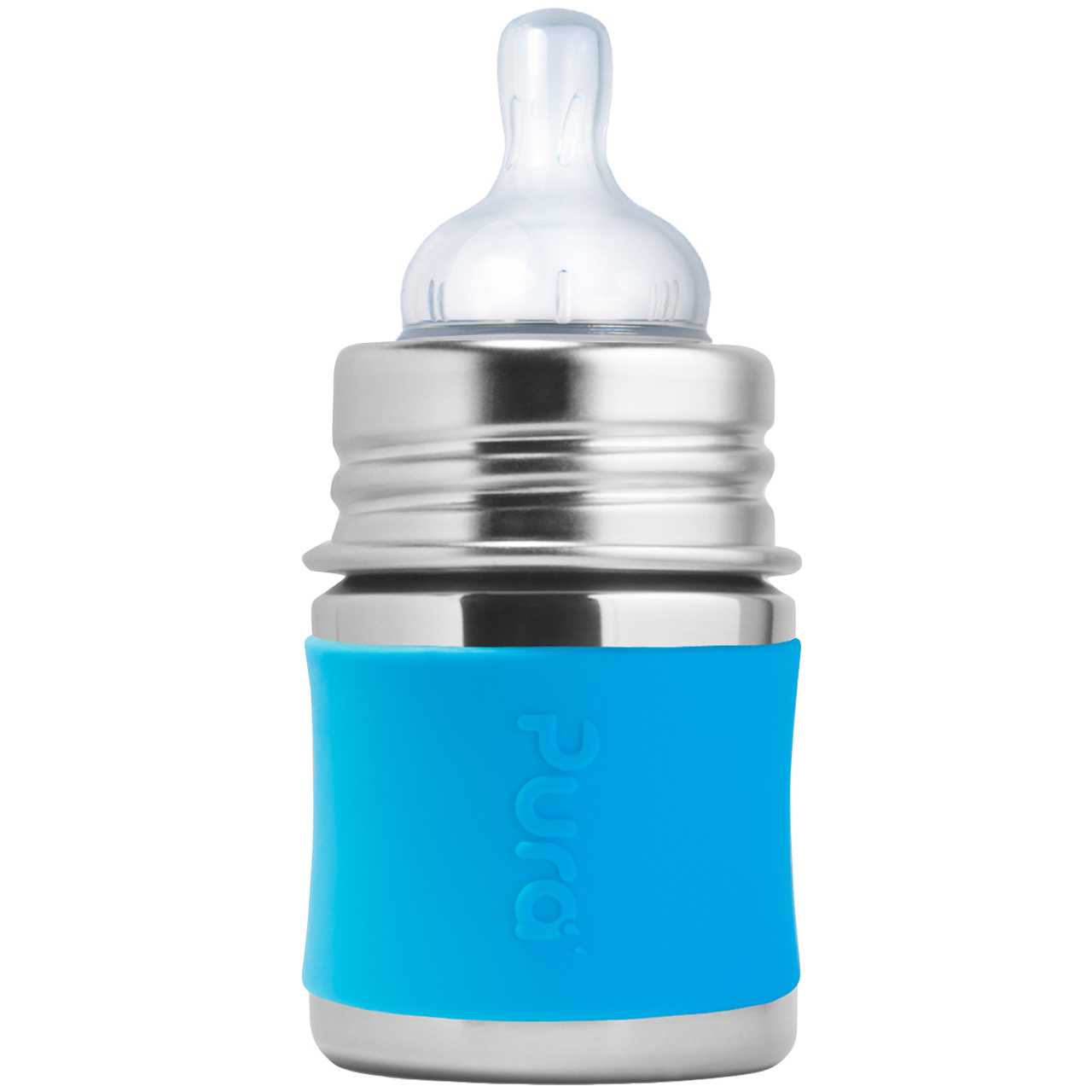 Pura kiki Babyflasche Edelstahl langsamen Sauger - aqua-blau
