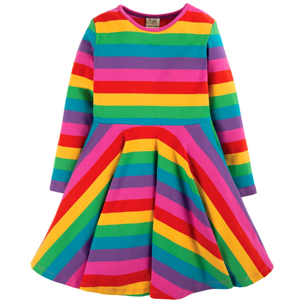 Mädchen Kleid langarm Regenbogen-Optik