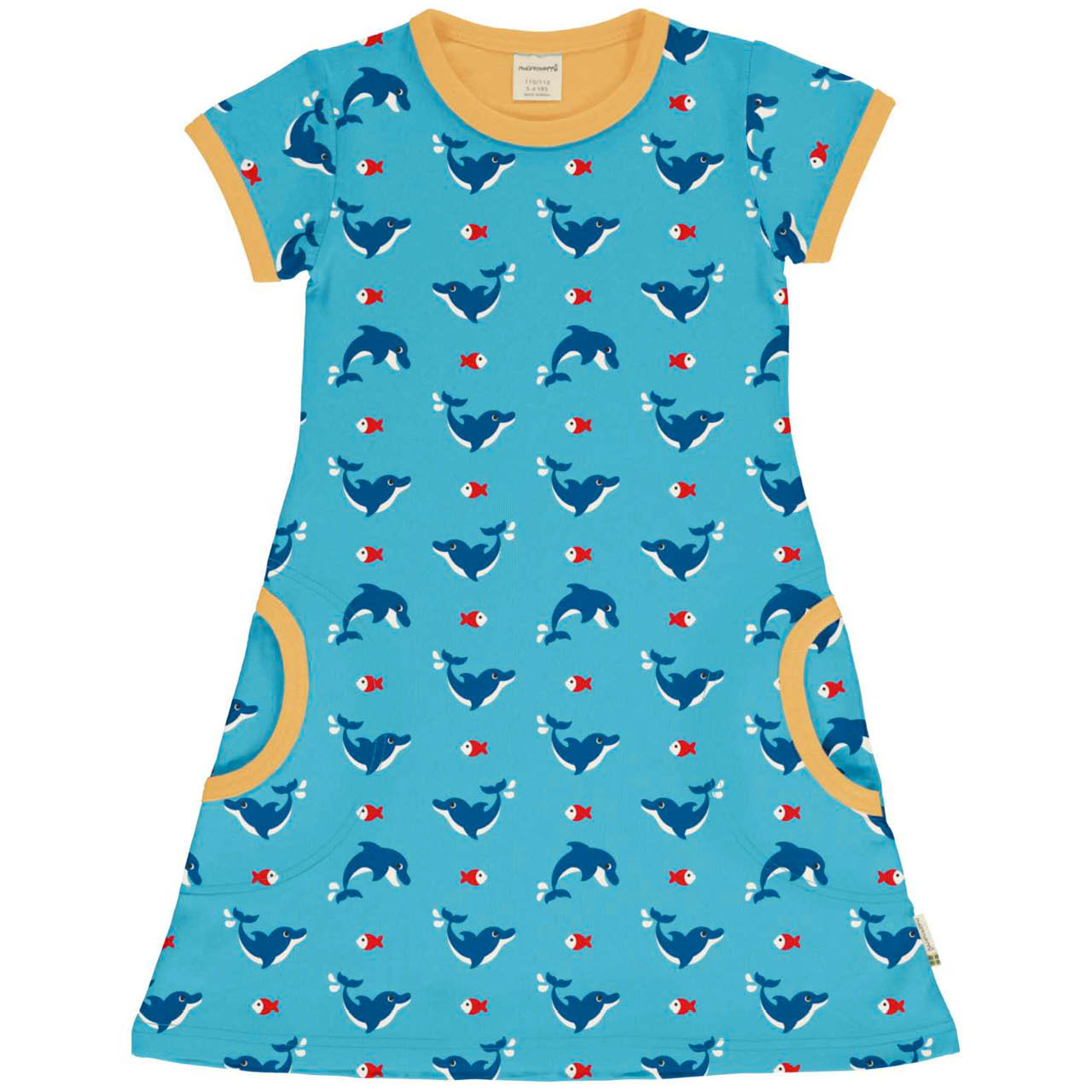 Kurzarm Kleid A-Linie Delfin hellblau