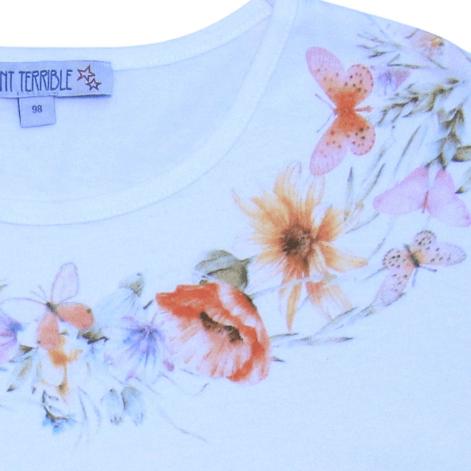 Sommer Shirt Blumen-Druck weiß