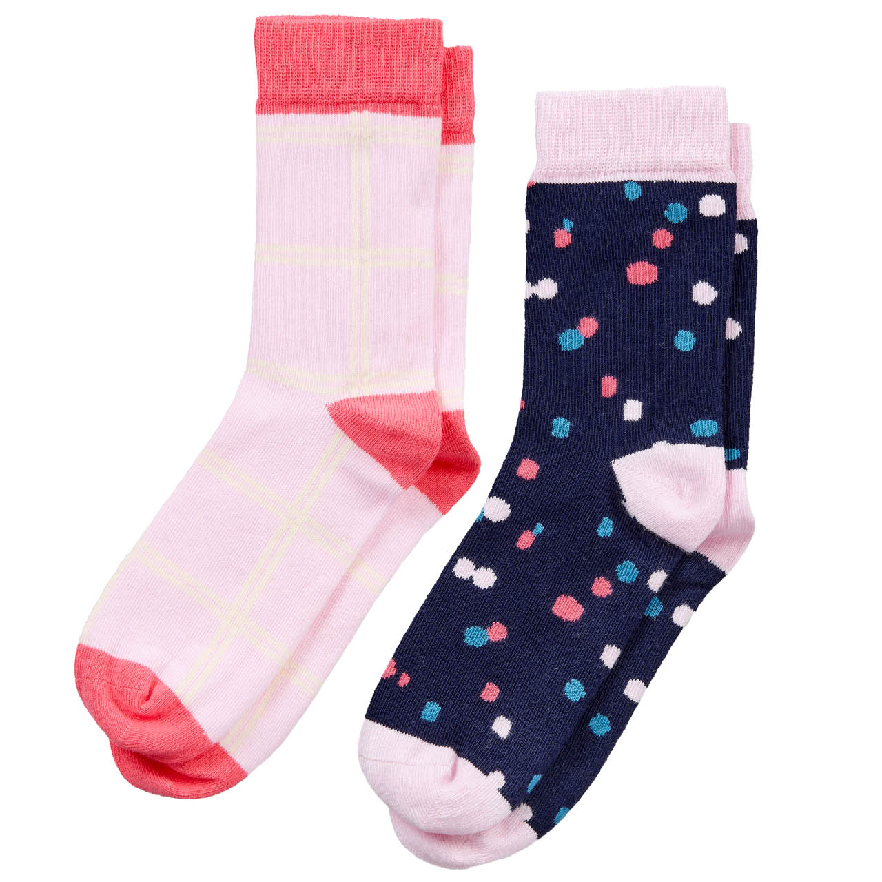 Kinder Socken 2er Pack Punkte navy rosa