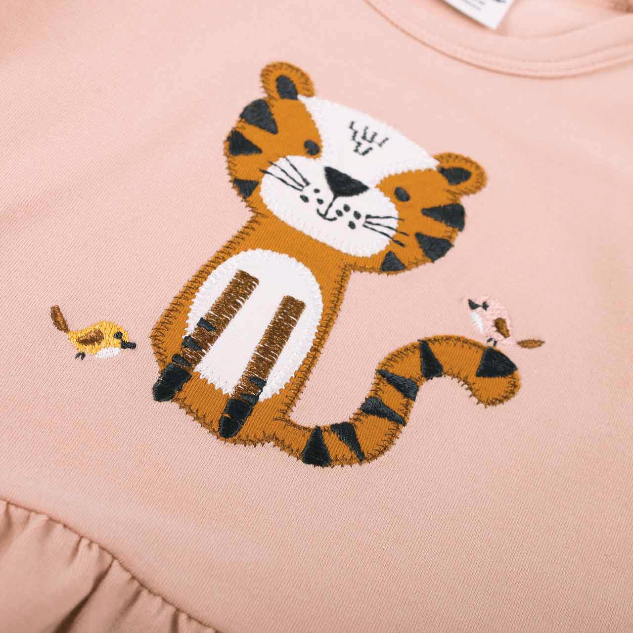 Sommerliches Kleidchen Tiger Stickerei in altrosa