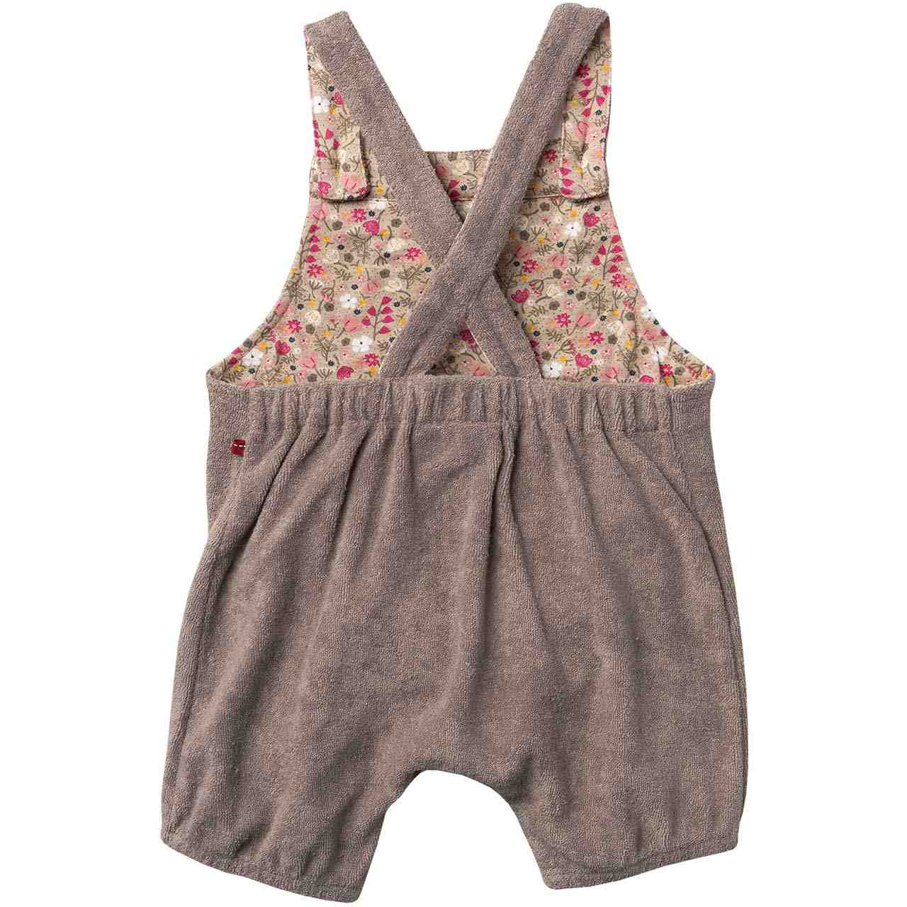 Kurze Frottee Latzhose in taupe