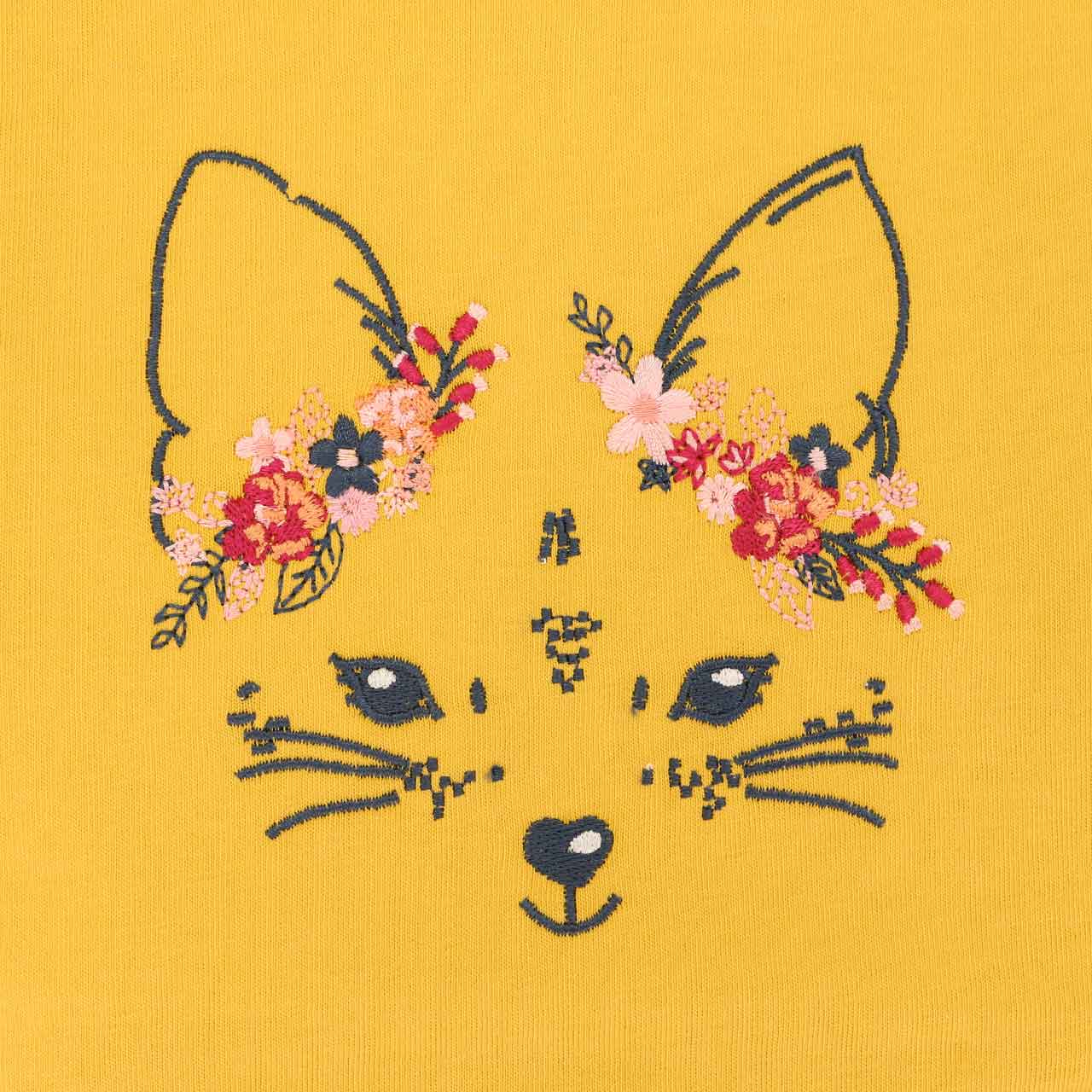 Langarmshirt mit Fuchs Stickerei honig-gelb