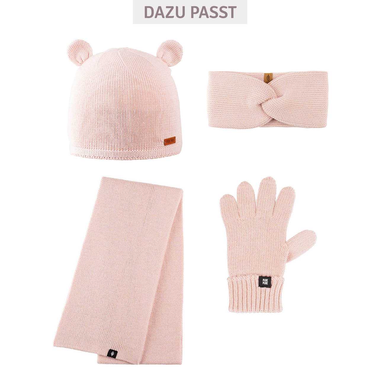 Fingerhandschuhe Umschlagbund Wolle Seide rosa