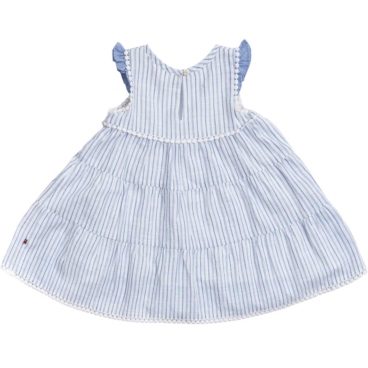 Langes Web-Slub Baby Kleid mit Streifen