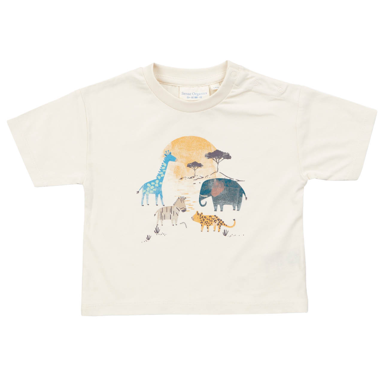 Shirt kurzarm Safari Tiere creme-weiß