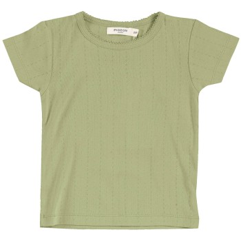 Pointelle Mädchen Shirt kurzarm grün